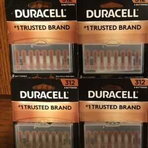 Duracell Hearing Aid Batteries Size 312 - 8 pack. Lot of 4 packs - NEW Sealed